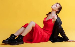 Red Dress with Boots